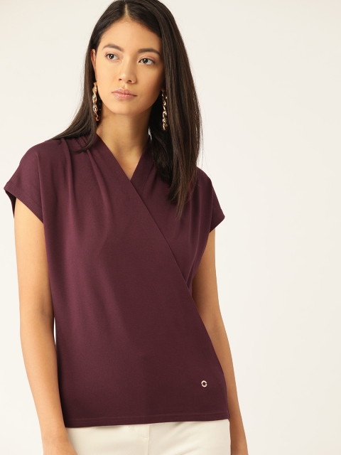

United Colors of Benetton Women Burgundy Solid Wrap Top