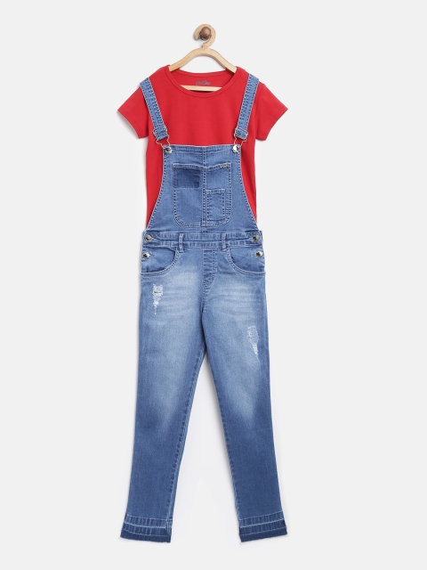 

Gini & Jony Girls Blue Denim Dungarees with T-shirt