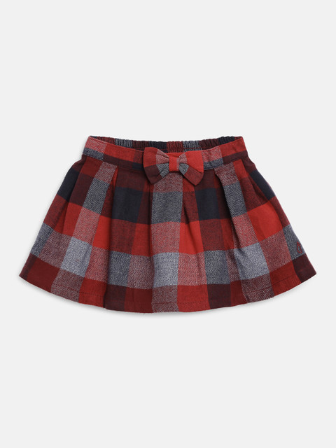 

Gini and Jony Infant Girls Red & Black Checked Pure Cotton Flared Skirt With Bow Detail