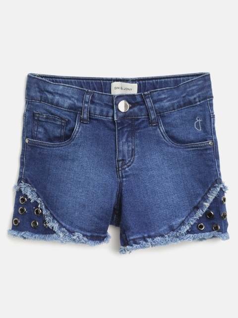 

Gini and Jony Girls Blue Washed Regular Fit Denim Shorts