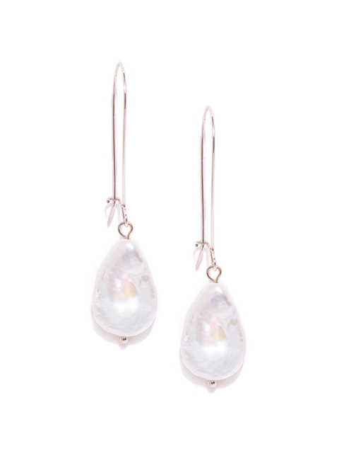 

Forever New Rose Gold-Toned & Off-White Drop Earrings with Fresh Water Pearls