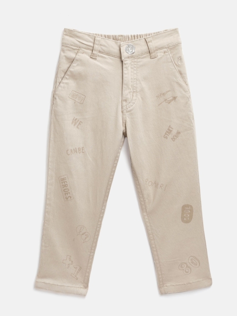 

Gini and Jony Boys Beige Regular Fit Printed Trousers