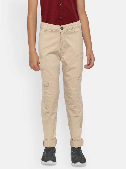 

Gini and Jony Boys Beige Regular Fit Printed Chinos