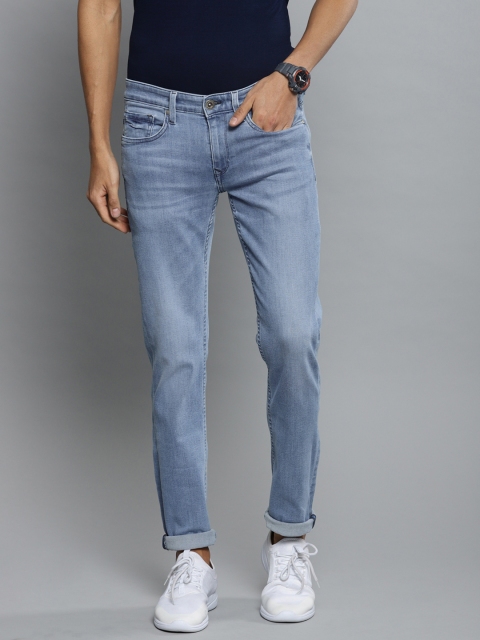 

Louis Philippe Jeans Men Blue Matt Slim Fit Low-Rise Clean Look Stretchable Jeans