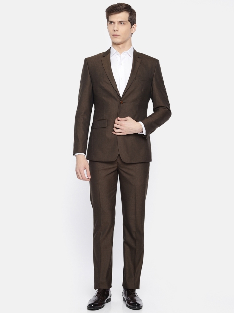 

Louis Philippe Men Brown Self Design Single-Breasted Slim Fit Partywear Suit