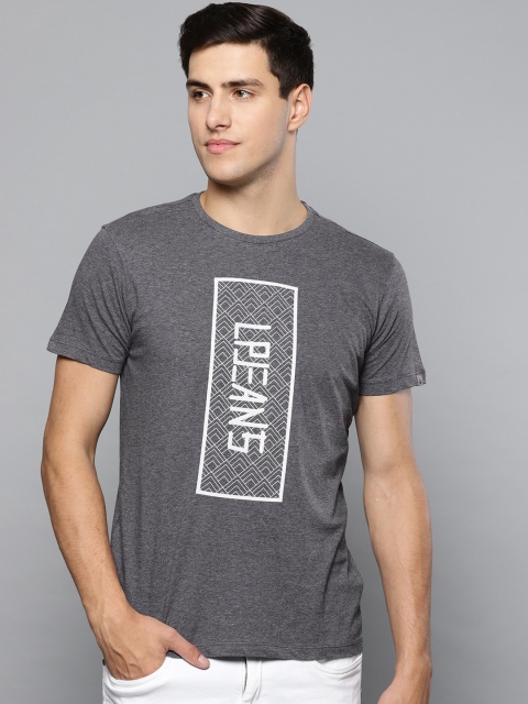 

Louis Philippe Jeans Men Charcoal Grey Printed Round Neck T-shirt
