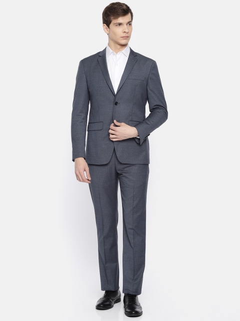 

Louis Philippe Men Blue Self Design Single-Breasted Slim Fit Formal Suit