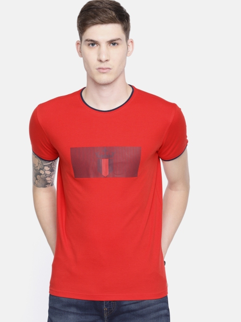 

Louis Philippe Sport Men Red Slim Fit Printed Round Neck T-shirt