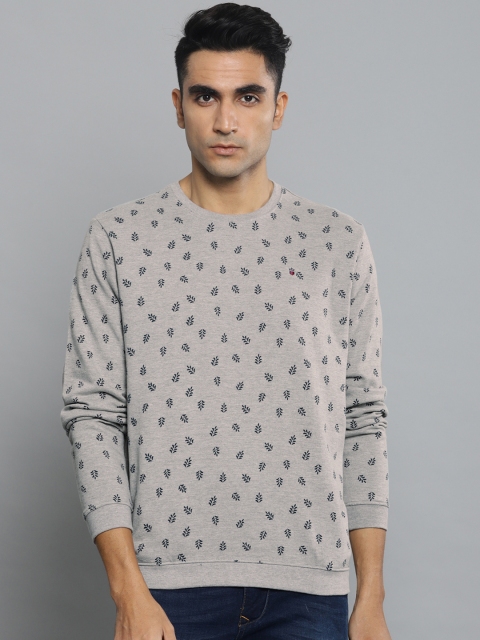

Louis Philippe Jeans Men Grey & Teal Blue Printed Pullover Sweatshirt
