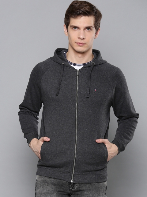 

Louis Philippe Jeans Men Charcoal Grey Solid Hooded Sweatshirt