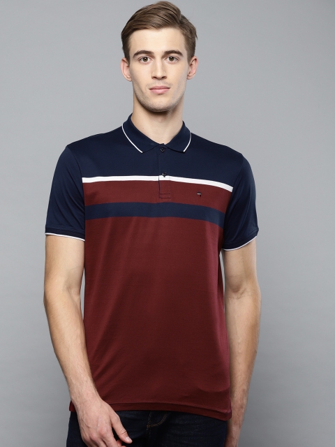 

Louis Philippe Sport Men Maroon & Navy Blue Slim Fit Solid Polo Collar T-shirt