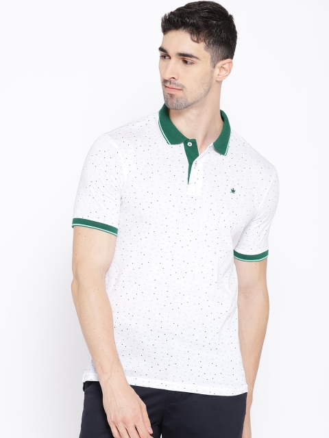 

Louis Philippe Golf Leisure Men White & Green Printed Polo Collar T-shirt