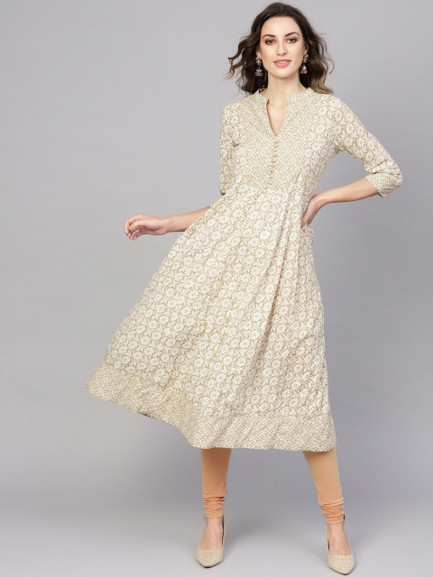 

AKS Women Off-White & Beige Printed A-Line Kurta