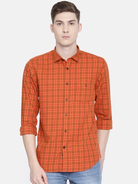 

Louis Philippe Sport Men Brown & Orange Super Slim Fit Checked Casual Shirt