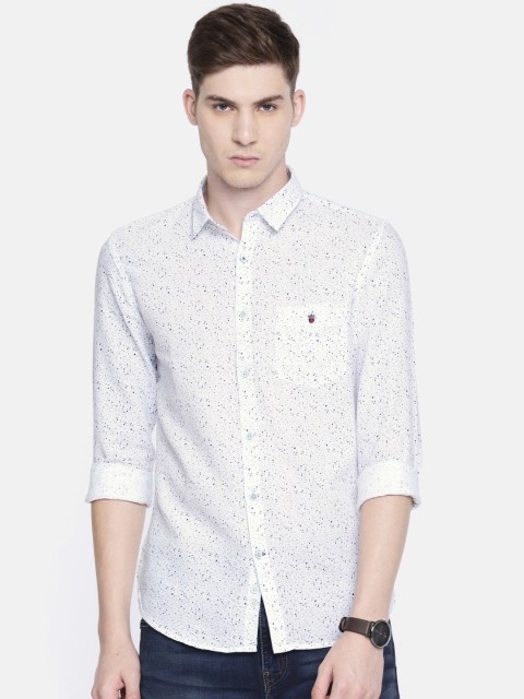 

Louis Philippe Sport Men White & Blue Super Slim Fit Printed Casual Shirt