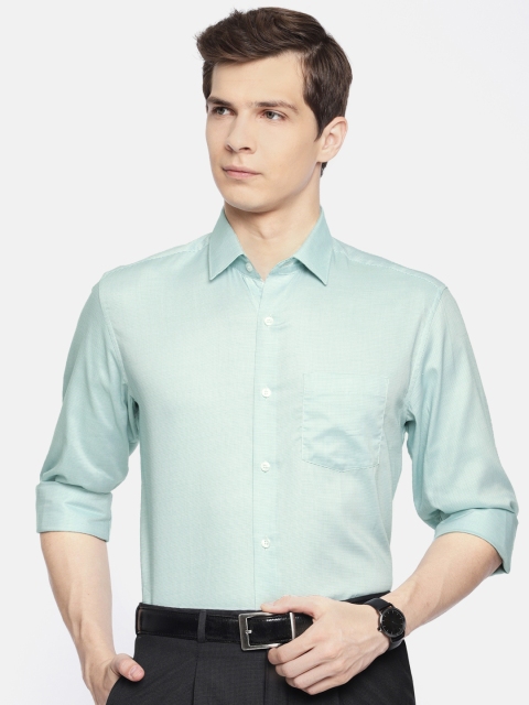 

Louis Philippe Men Green & White Slim Fit Self Design Formal Shirt