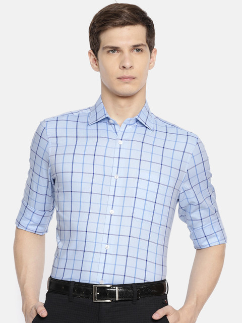 

Louis Philippe Men Blue Regular Fit Checked Formal Shirt