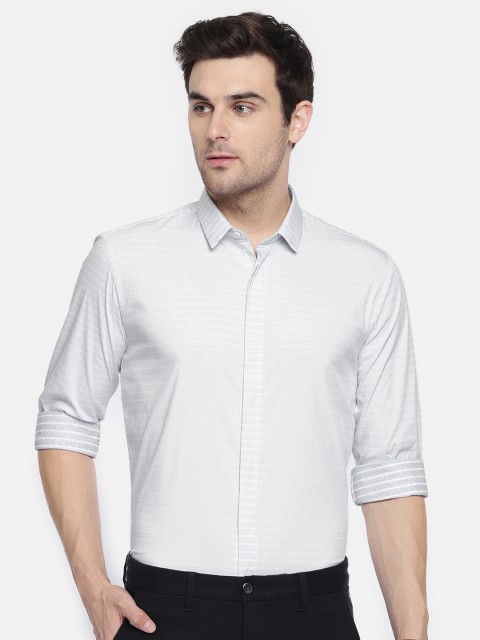 

Louis Philippe Ath.Work Men White & Blue Super Slim Fit Printed Smart Casual Shirt