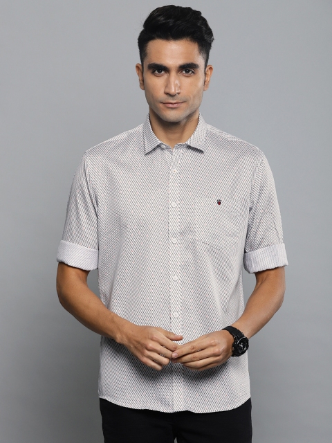 

Louis Philippe Jeans Men White & Brown Slim Fit Printed Casual Shirt