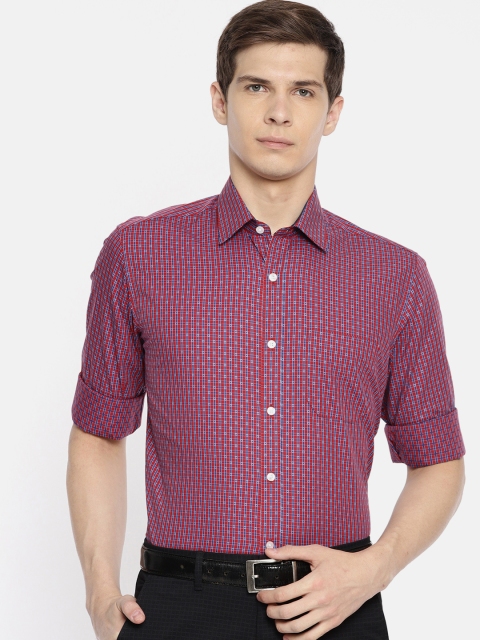 

Louis Philippe Men Red & Blue Slim Fit Checked Formal Shirt