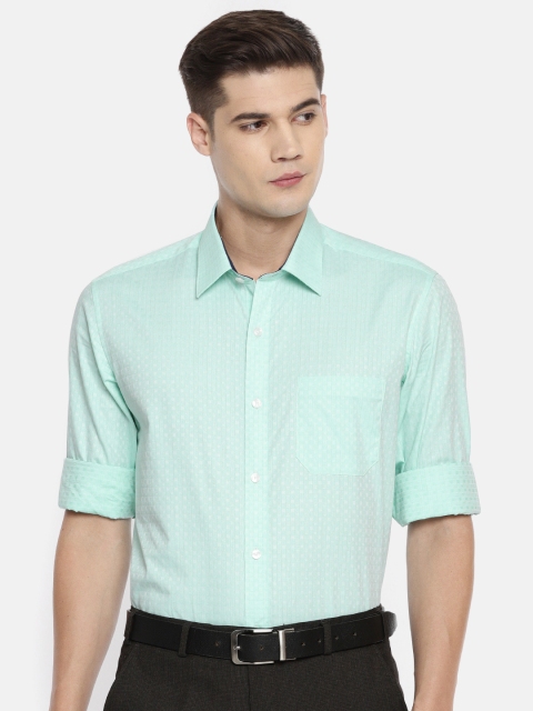

Louis Philippe Men Sea Green Slim Fit Self Design Formal Shirt
