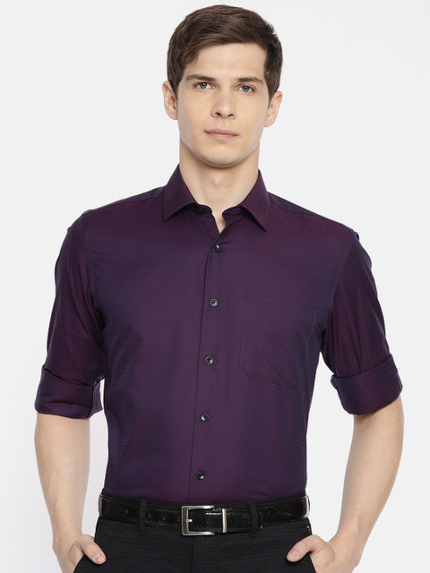

Louis Philippe Gods And Kings Men Navy Blue & Purple Slim Fit Self Design Formal Shirt