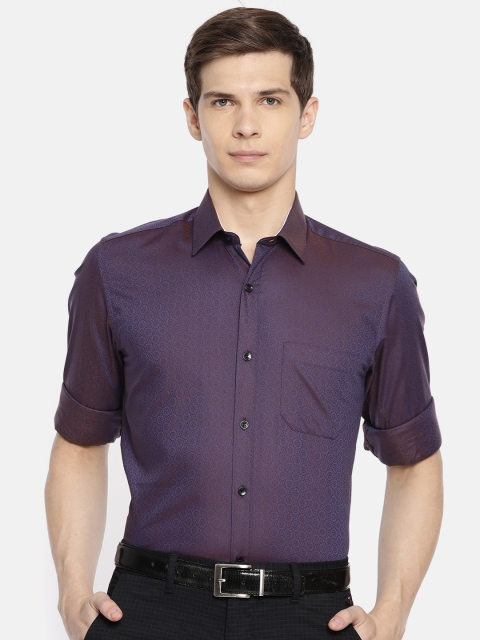 

Louis Philippe Men Brown & Blue Slim Fit Dual Toned Self Design Formal Shirt
