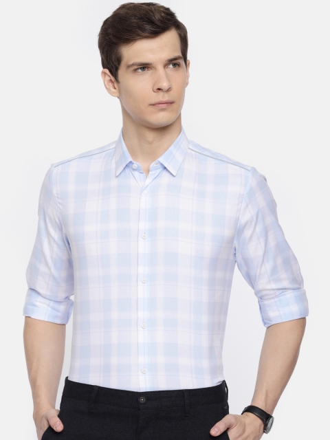 

Louis Philippe Ath.Work Men Blue & White Super Slim Fit Checked Smart Casual Shirt