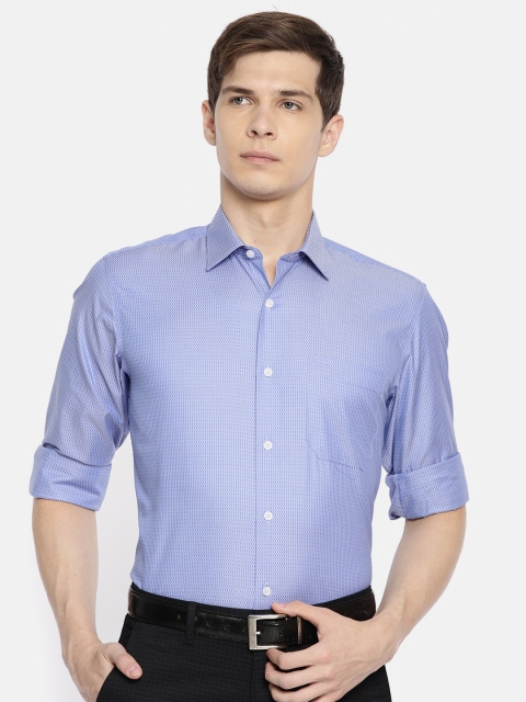 

Louis Philippe Gods And Kings Men Blue & White Slim Fit Self Design Formal Shirt
