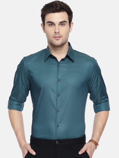 

Louis Philippe Ath.Work Men Teal Super Slim Fit Solid Smart Casual Shirt