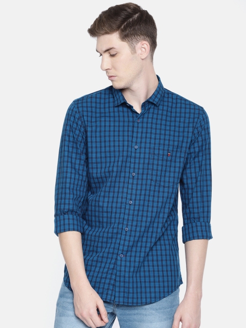 

Louis Philippe Sport Men Navy Blue Super Slim Fit Checked Casual Shirt