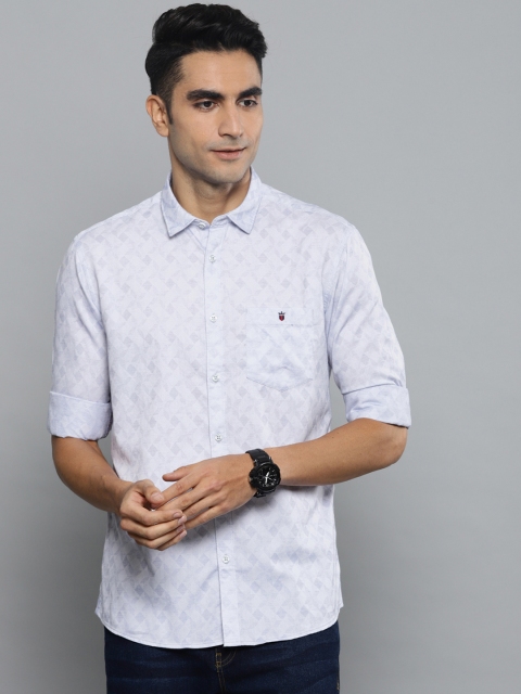 

Louis Philippe Jeans Men White & Blue Slim Fit Self Design Casual Shirt