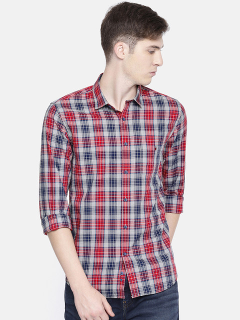 

Louis Philippe Sport Men Blue & Red Super Slim Fit Checked Casual Shirt