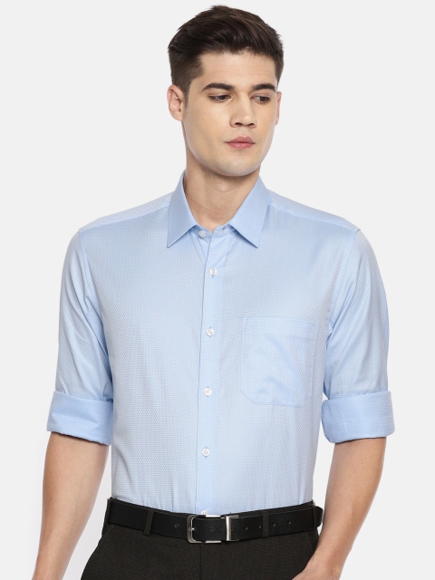 

Louis Philippe Men Blue & White Slim Fit Self Design Formal Shirt