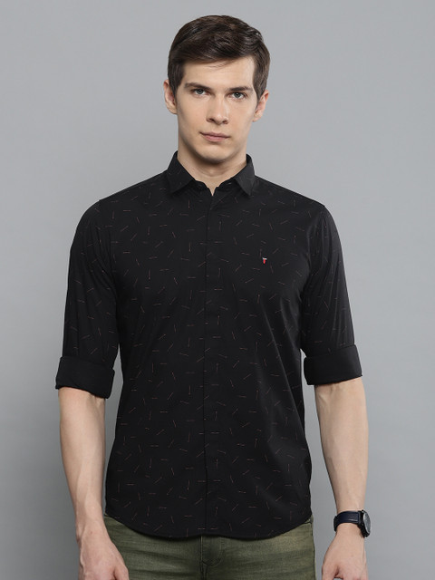 

Louis Philippe Jeans Men Black & Brown Super Slim Fit Printed Casual Shirt