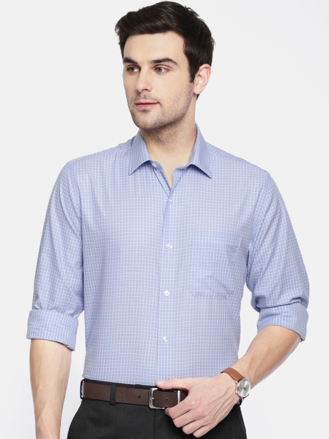 

Louis Philippe Men Blue & White Slim Fit Checked Formal Shirt