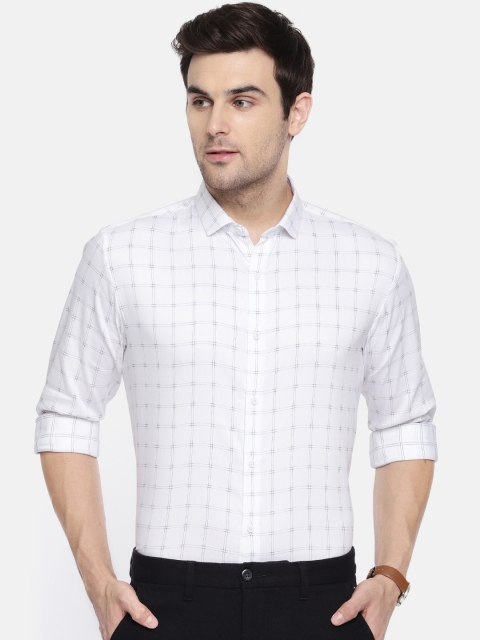 

Louis Philippe Ath.Work Men White & Navy Blue Super Slim Fit Checked Smart Casual Shirt