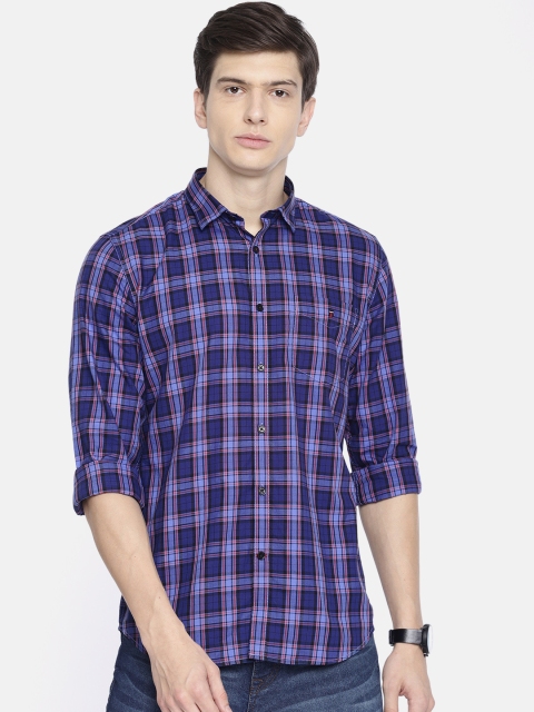 

Louis Philippe Sport Men Navy Blue & Red Super Slim Fit Checked Casual Shirt