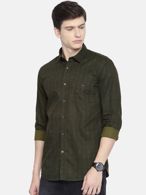 

Louis Philippe Sport Men Olive Green Super Slim Fit Printed Casual Shirt