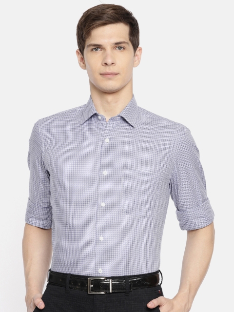 

Louis Philippe Men Blue & White Slim Fit Checked Formal Shirt