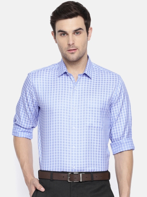 

Louis Philippe Men Blue & White Slim Fit Checked Formal Shirt