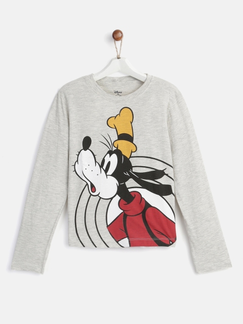 

YK Disney Boys Grey Melange & Red Printed Round Neck T-shirt