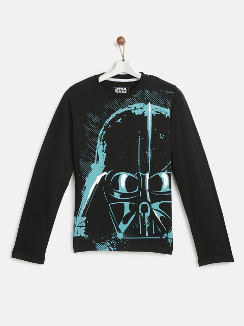 

YK Star Wars Boys Black & Turquoise Blue Printed Round Neck T-shirt