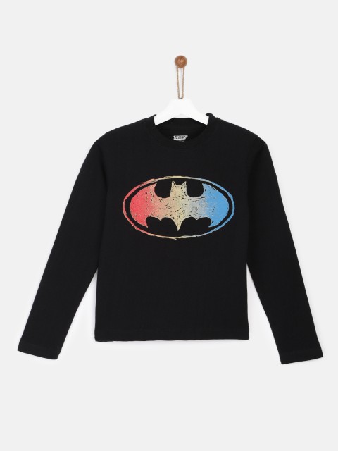 

YK Justice League Boys Black Printed Round Neck T-shirt