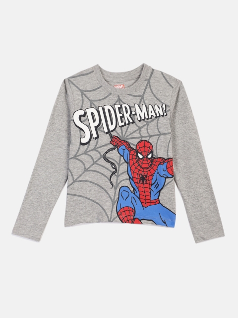 

YK Marvel Boys Grey Melange Printed Round Neck T-shirt