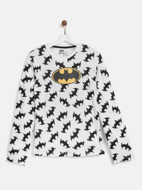 

YK Justice League Boys White & Black Printed Round Neck T-shirt