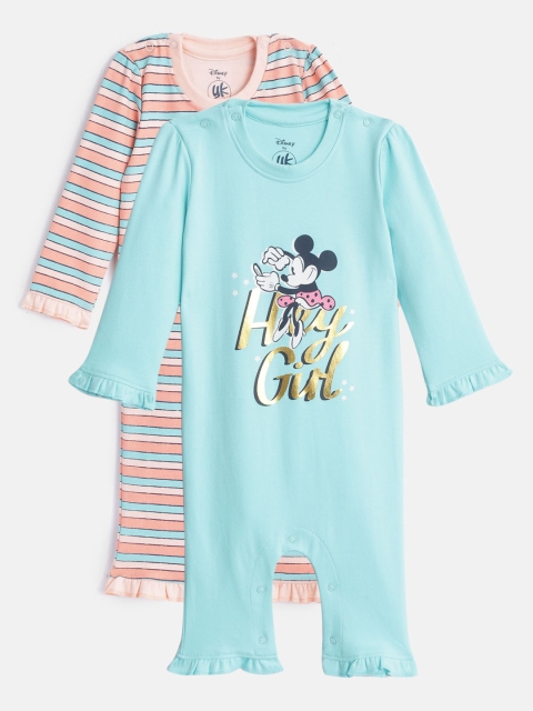

YK Disney Girls Pack of 2 Minnie Mouse Rompers, Blue