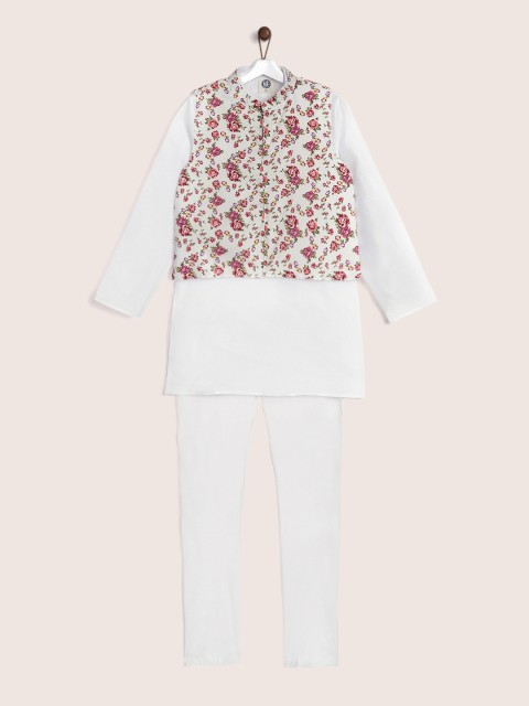 

YK Boys White Solid Kurta with Pyjamas and Nehru Jacket
