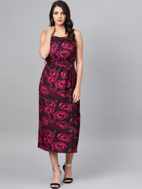 

SIRIKIT Women Magenta & Black Printed A-Line Dress