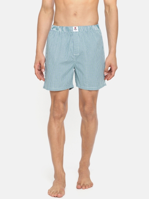 

SPYKAR Men Blue & Green Checked Pure Cotton Boxers SPY/MBX/ON/S1914